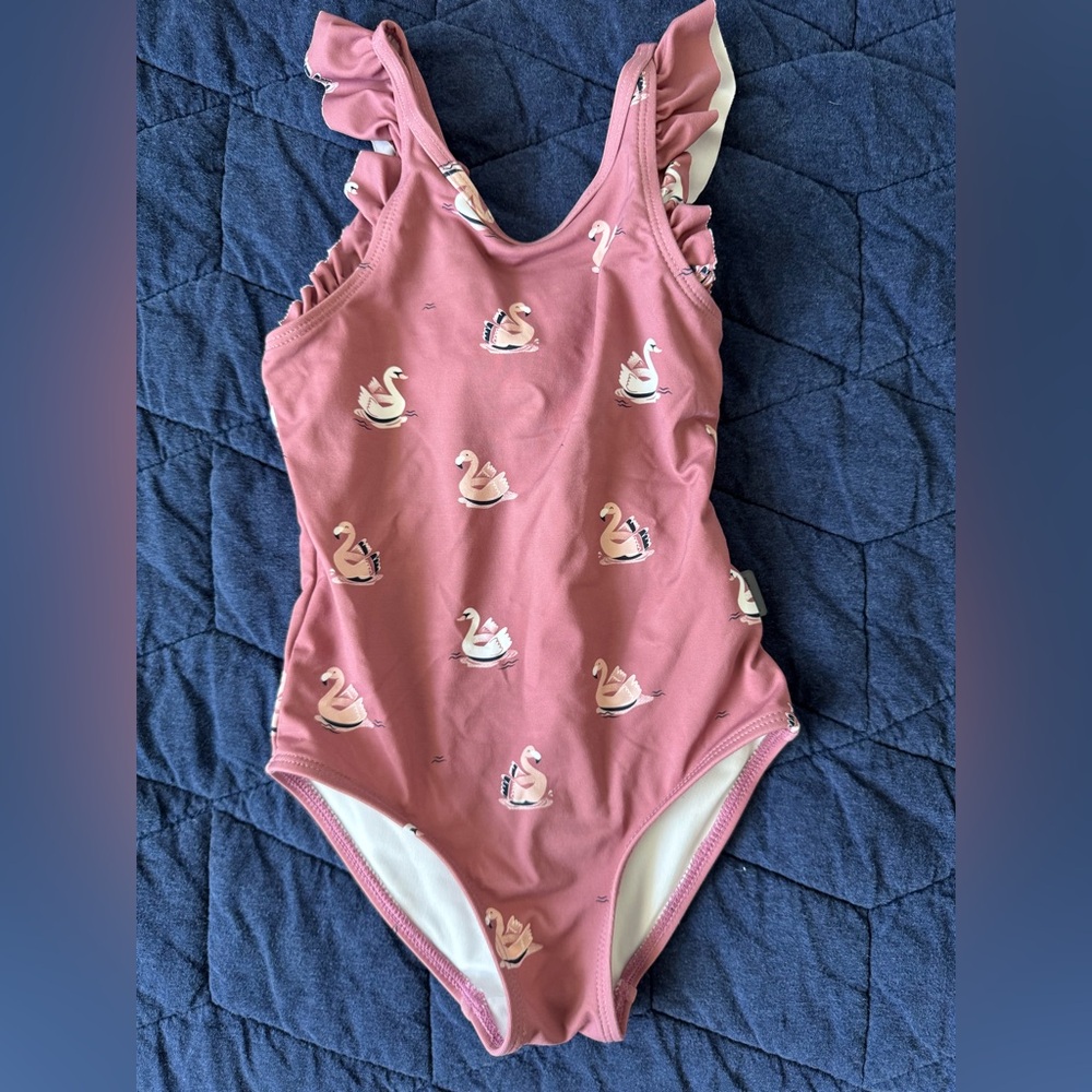 Petit Lem Pink Swimsuit with Swan Design 2T